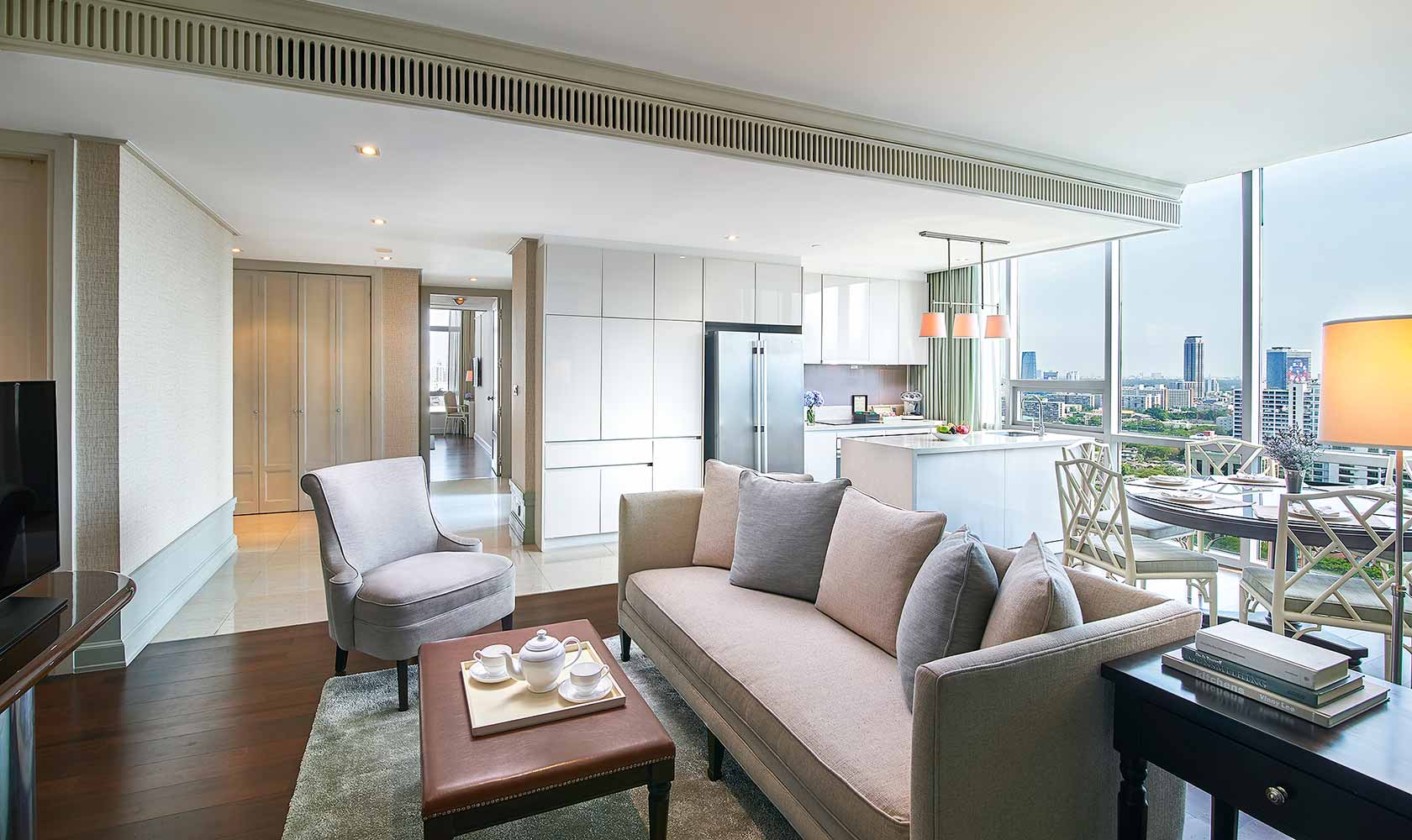 Separate living and dining room in Three Bedroom Suite - Oriental Residence Bangkok